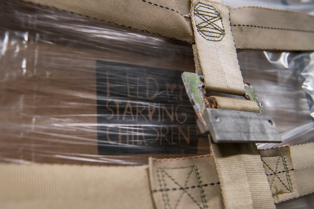 Rice and soy meals are flown to Honduras on a C-17.