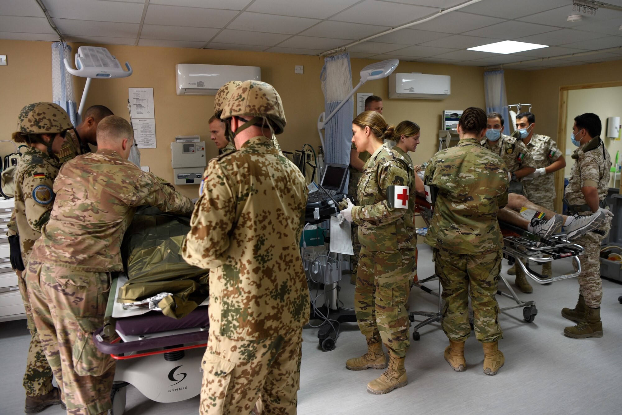 The 332d Air Expeditionary Wing coordinated a Mass Casualty (MASCAL) exercise on Oct. 16, 2019. Several key players from the 332d Expeditionary Medical Group and coalition medical team partners from the Royal Jordanian Air Force (RJAF) and German Air Force partnered together with the 332 AEW first responder units.