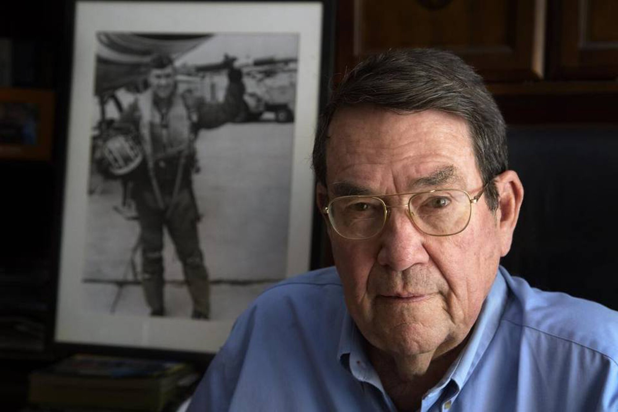 Retired U.S.  Air Force Col. Jack Van Loan, fighter pilot and Vietnam prisoner of war, was honored with a Missing Man flyover during his funeral at Fort Jackson National Cemetery, Oct. 26, 2019. He received full military honors  for his nearly 30 years of service, including 2,116 days in the North Vietnamese prison nicknamed the Hanoi Hilton. (Courtesy photo provided by Gerry Melendez, visual journalist for The State Newspaper, Columbia, South Carolina)