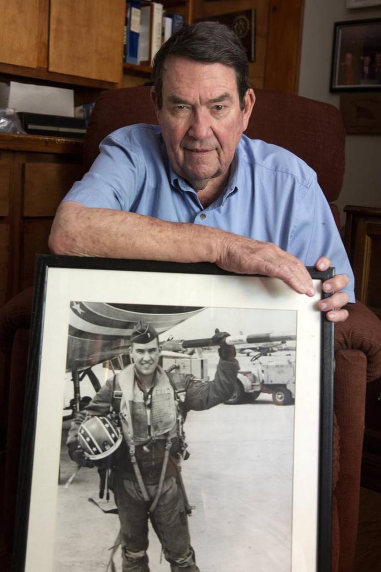 Retired U.S.  Air Force Col. Jack Van Loan, fighter pilot and Vietnam prisoner of war, was honored with a Missing Man flyover during his funeral at Fort Jackson National Cemetery, Oct. 26, 2019. He received full military honors  for his nearly 30 years of service, including 2,116 days in the North Vietnamese prison nicknamed the Hanoi Hilton. (Courtesy photo provided by Gerry Melendez, visual journalist for The State Newspaper, Columbia, South Carolina)