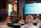 U.S. Air Force Master Sgt. Brent Likes, JBLE career assistance advisor, gives an informed decision workshop briefing at Joint Base Langley-Eustis, Virginia, Aug. 18, 2019.