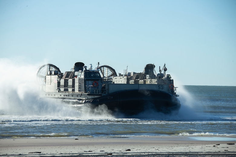 U.S. Marines and Sailors with 8th Engineer Support Battalion and 2nd Transportation Support Battalion (TSB), Combat Logistics Regiment 2, 2nd Marine Logistics Group, worked with Sailors from Landing Craft, Air Cushion (LCAC) 69 and 53, assigned to Assault Craft Unit (ACU) 4, during Type Commander Amphibious Training (TCAT) 20.1 on Onslow Beach, Camp Lejeune, North Carolina, Oct. 21-26, 2019. TCAT is a mobility exercise ashore in order to gain the requisite skills and experience to integrate with the U.S. Navy in follow on exercises and real-world operations.