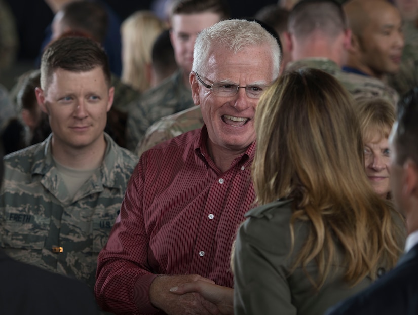 Members of Team Charleston meet First Lady Melania Trump during her visit to Joint Base Charleston, S.C. October 30, 2019. While here, she met with Airmen, Sailors, Soldiers, Marines, Coast Guardsmen, and students from Lambs Elementary School to learn more about the community’s capabilities in disaster response, relief and recovery efforts.