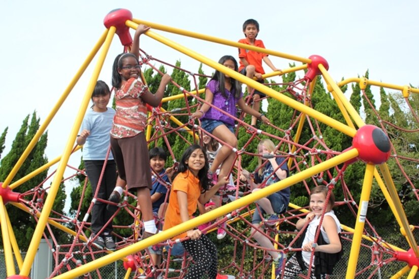 Children play at a school playground.