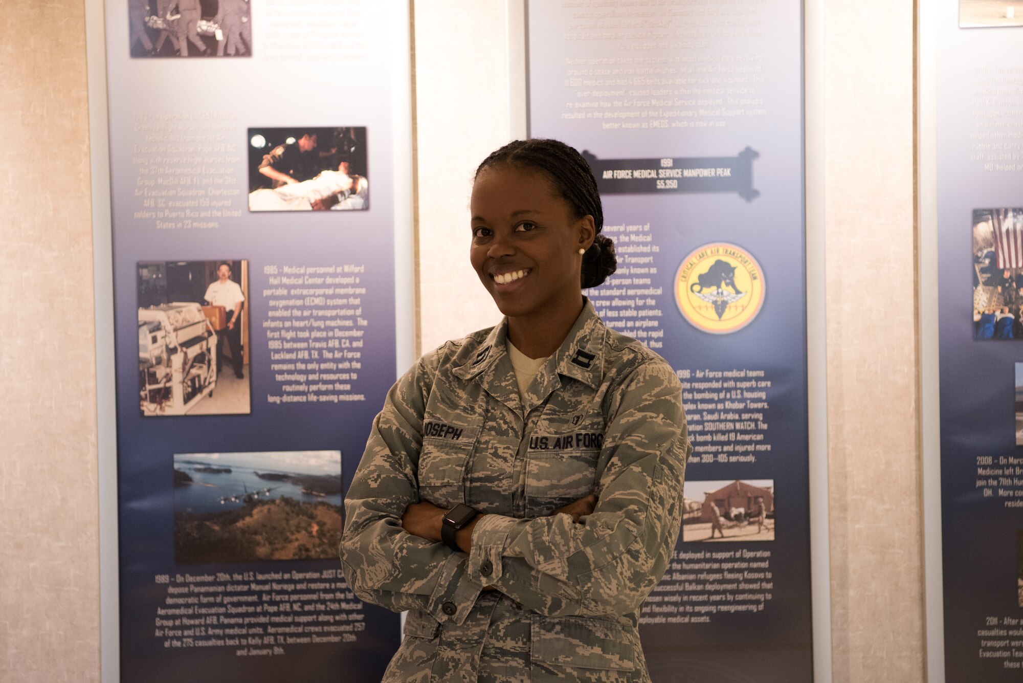 Capt. Kimera Joseph, a 47th Healthcare Operations Squadron pediatrician, poses for a photo on Oct. 29, 2019 at Laughlin Air Force Base, Texas. The “XLer of the Week” award is given to those who consistently make outstanding contributions to their unit and the Laughlin mission. (U.S. Air Force photo by Senior Airman John A. Crawford)