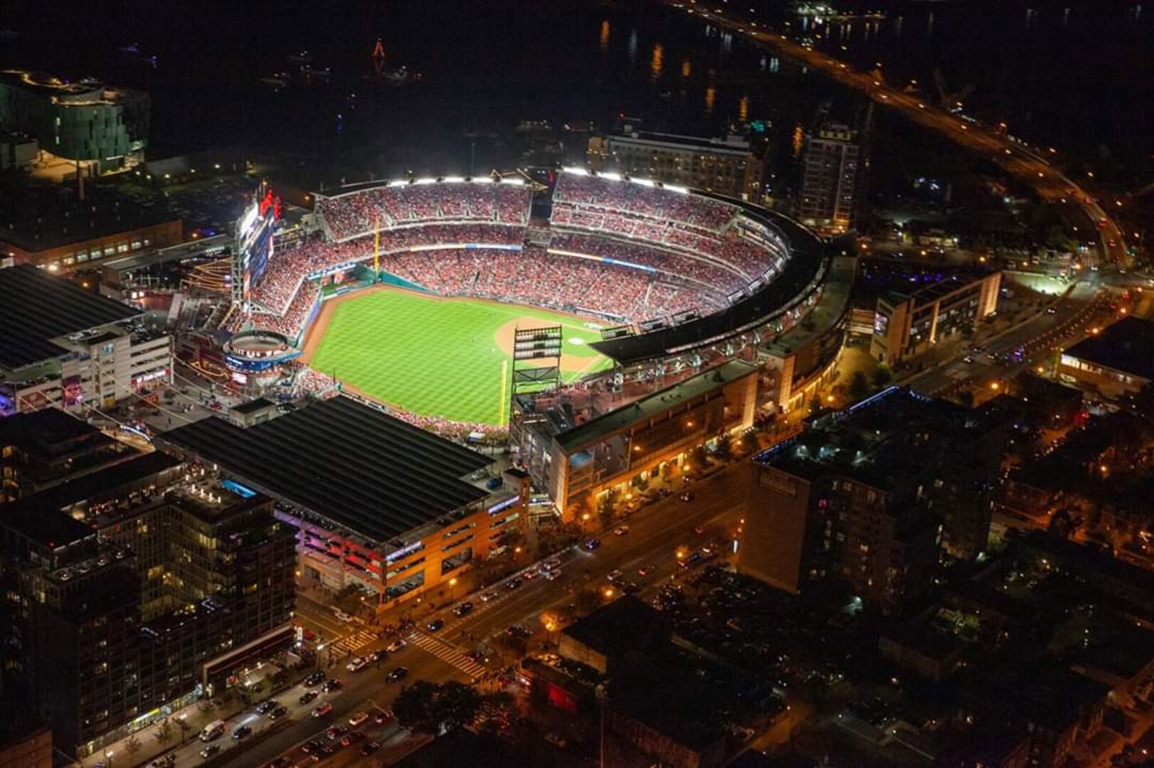 An aerial view shows a packed National’s Stadium during game five of the Major League Baseball World Series. In addition to supporting the Marine Corps Marathon, the District of Columbia National Guard’s 33rd Civil Support Team provided District officials support during the historic 2019 World Series baseball games at the National’s Stadium Oct. 25-27.