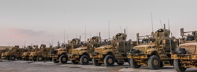 Vehicles lined up ready for patrol.