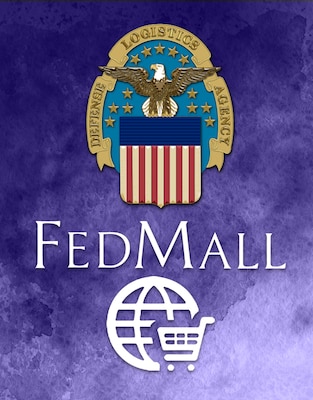 Graphic of the DLA  and Fed Mall Logos on a purple background.