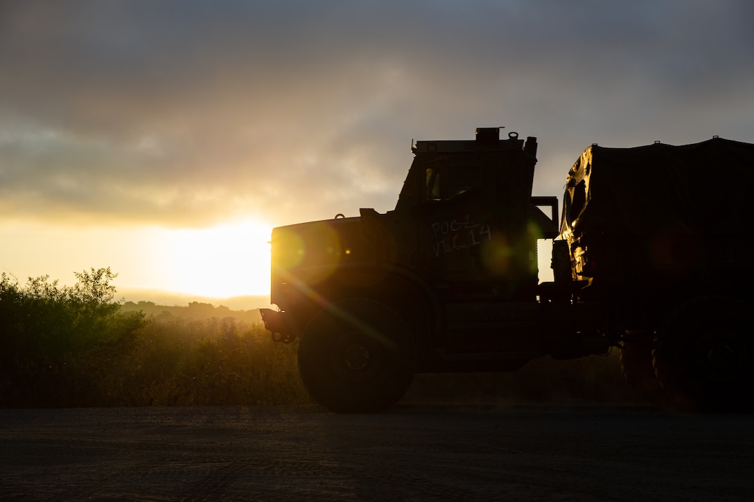 A medium tactical vehicle replacement drives on Marine Corps Base Camp Pendleton, August 29. TIGERCOMP is an annual force competition that determines the Marine Corps’ most lethal tank crew.