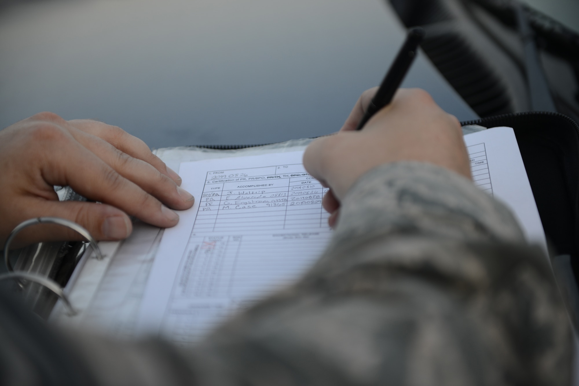 The ‘black letter’ inspection form is signed by U.S. Air Force Tech. Sgt. Michael Case, 86th Maintenance Squadron aerospace craftsman at Ramstein Air Base, Germany, Aug. 29, 2019.