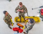 Florida National Guard members prepare for potential hurricane response missions in Opa-Locka, Florida, as outer winds from Hurricane Dorian hit the Florida coast, Sept. 2, 2019.