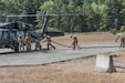 Soldiers from 2-4th General Support Aviation Battalion, 4th Combat Aviation Brigade, execute a training exercise at Oberdachstetten Local Training Area, Aug. 29, 2018.