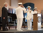 Navy Adm. John M. Richardson is relieved by Navy Adm. Michael Gilday as chief of naval operations at a change-of-office ceremony at the Washington Navy Yard, Aug. 22, 2019. Richardson had served as the 31st chief of naval operations since September 2015.