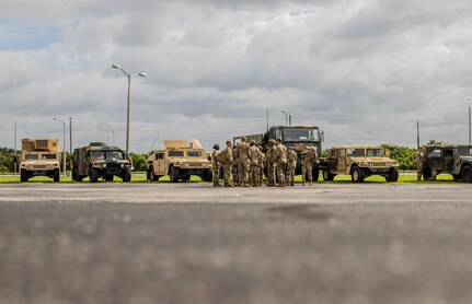 The 753rd is staging their vehicles and Soldiers in preparation to respond to Hurricane Dorian.