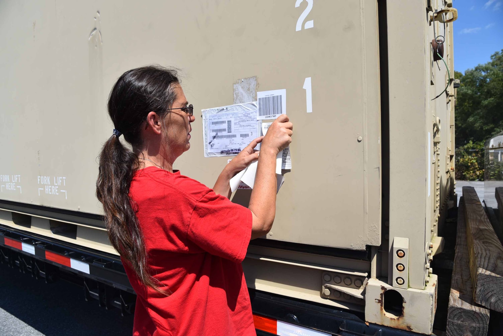 Virginia Wagner, a 13-year Defense Logistics Agency Distribution employee, is a new member of the DLA Distribution Expeditionary Team. Wagner helped the team get on the road to the Federal Emergency Management Agency's Incident Staging Base at Maxwell Air Force Base in Montgomery, Alabama, Aug. 28 in support of relief efforts for Hurricane Dorian.