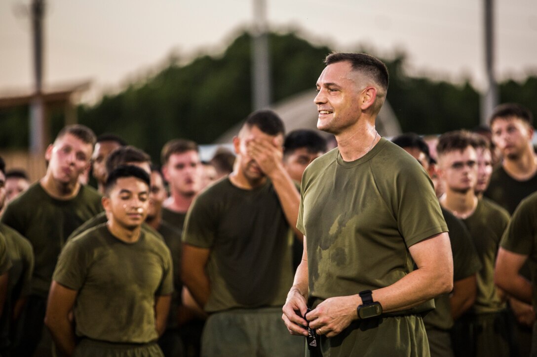 U.S. Marines with Marine Air Control Squadron (MACS) 1 participate in their motivational run at Marine Corps Air Station Yuma, Ariz., August 30, 2019. The unit conducted their motivational run to start off their 96-hour liberty period for Labor Day. (U.S. Marine Corps photo by Cpl. Sabrina Candiaflores)