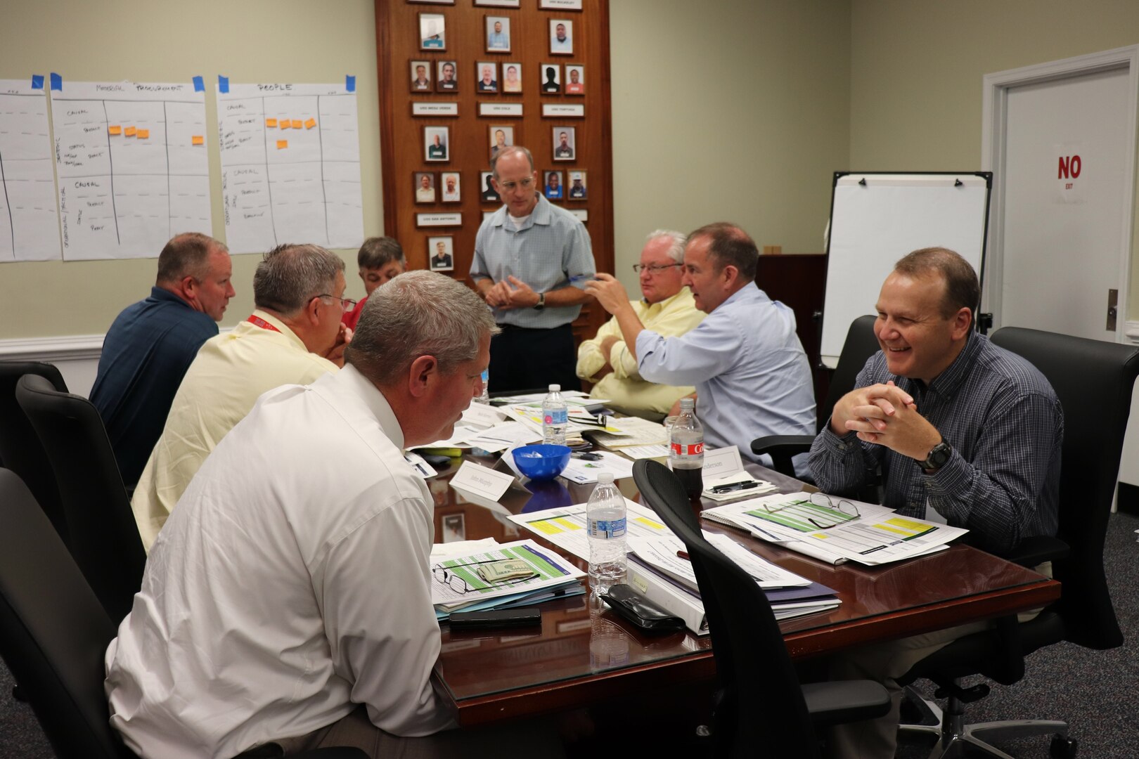 Leadership from various Naval Sea Systems (NAVSEA) field commands meet at Mid-Atlantic Regional Maintenance Center (MARMC) to participate in the Team Ships (NAVSEA 21) FY20 Metrics and Availability Acquisition Strategy and Contract Planning Off-site session in Building LF-18 aboard Naval Station Norfolk, Aug. 27.