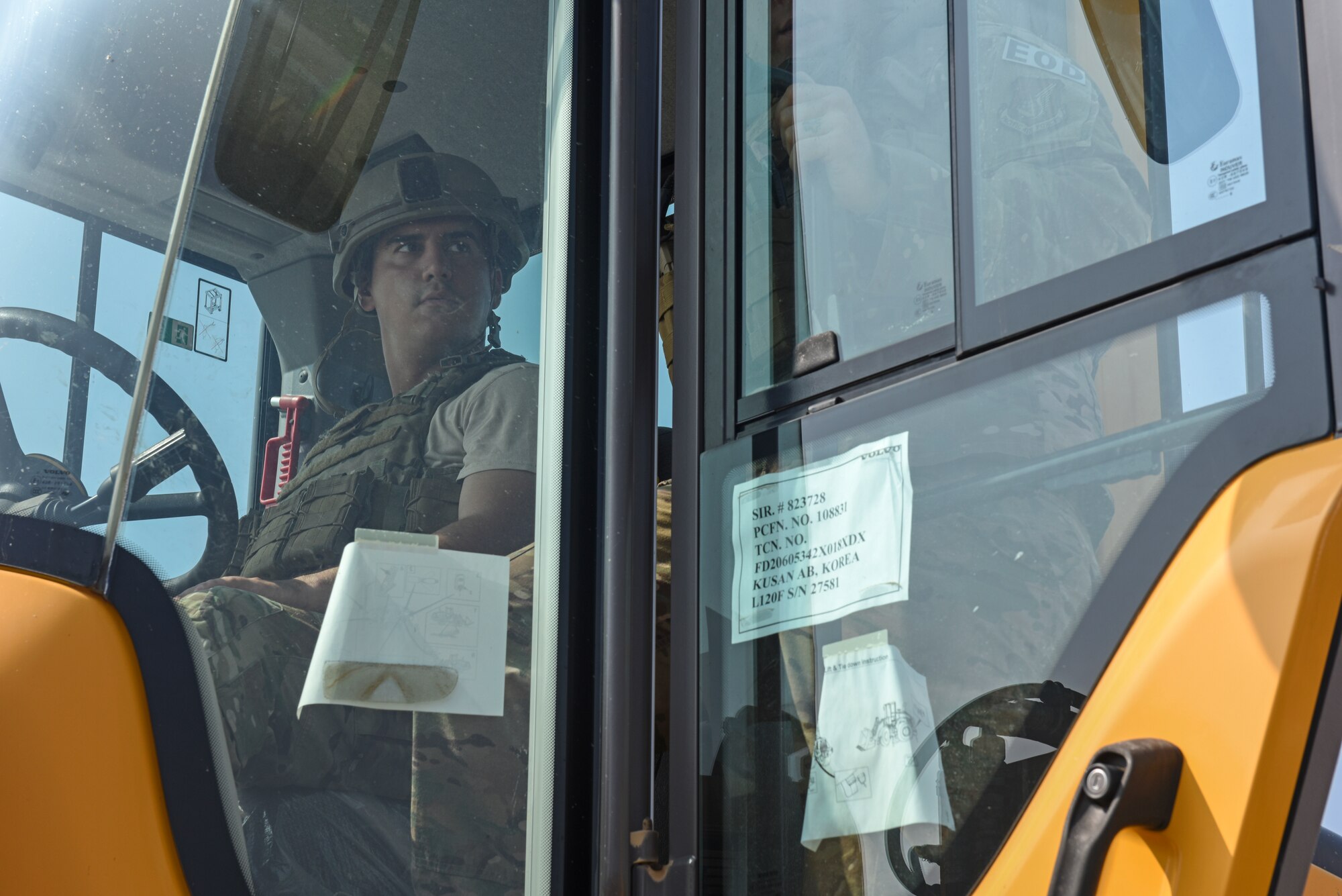 Senior Airman Conner Walsh, 8th Civil Engineer Squadron Explosive Ordnance Disposal technician, prepares to conduct joint ordnance disposal with the 38th Fighter Group EOD unit at Kunsan Air Base, Republic of Korea, Aug. 22, 2019. More than 20 Airmen from the two units participated in the joint training, which challenged the EOD units to demonstrate how they would properly dispose of unexploded ordnance in various settings. (U.S. Air Force photo by Staff Sgt. Mackenzie Mendez)