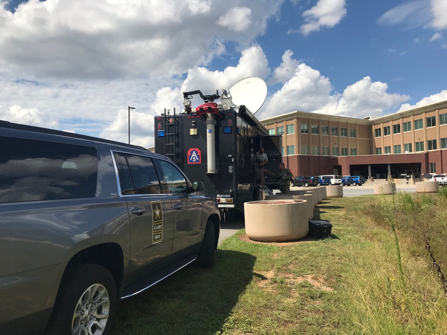 In preparation for Hurricane Dorian, U.S. Army North’s Task Force 51/JFLCC team set up the Super Sentinel Sept. 2 to integrate communication with state partners and The Adjutant General of Georgia at the Joint Operations Center on Dobbins Air Reserve Base, Georgia.