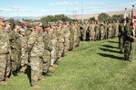 U.S and Japanese soldiers attend the opening ceremony of Rising Thunder 2019 hosted by the 7th Infantry Division at Yakima Training Center in Yakima, Washington, August 30, 2019.