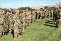 U.S and Japanese soldiers attend the opening ceremony of Rising Thunder 2019 hosted by the 7th Infantry Division at Yakima Training Center in Yakima, Washington, August 30, 2019.