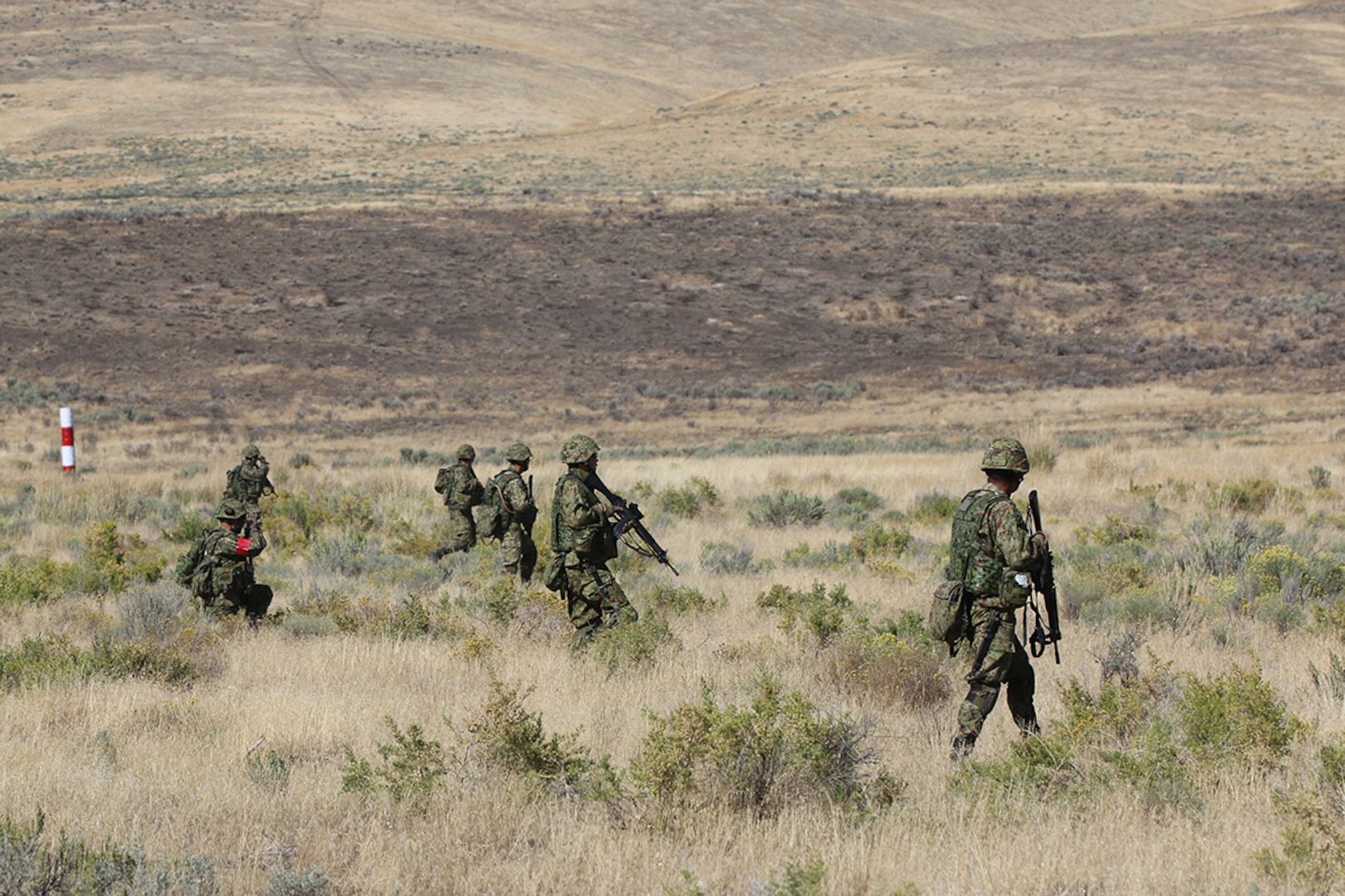 Soldiers of the Japan Ground Self-Defense Force participate in live fire exercise during Rising Thunder, Sep. 1, at the Yakima Training Center in Yakima, Washington.