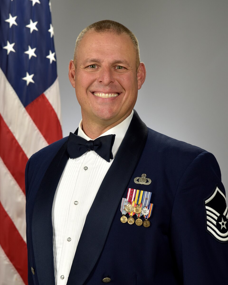 Official photo of MSgt. Karl Bradley, trombone with the Concert Band and Stellar Brass, two of nine ensembles in the United States Air Force Academy Band, Peterson Air Force Base, Colorado.