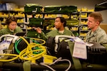 Members of the 167thAeromedical Squadron performs medical equipment function checks prior to deploying in support of Hurricane Dorian relief, Sept. 5, 2019, at McLaughlin Air National Guard Base, Charleston, West Virginia. The West Virginia Air National Guard will be providing a crew of seven aeromedical evacuation technicians and flight nurses to assist with hurricane response efforts in affected areas throughout the United States and in the Bahamas.