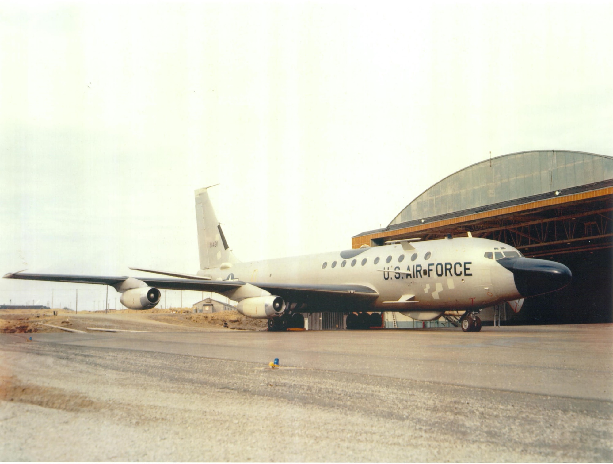 Pictured is an RC-135 aircraft assigned to the 6th Strategic Wing at Eielson AFB, Alaska in the 1980s.