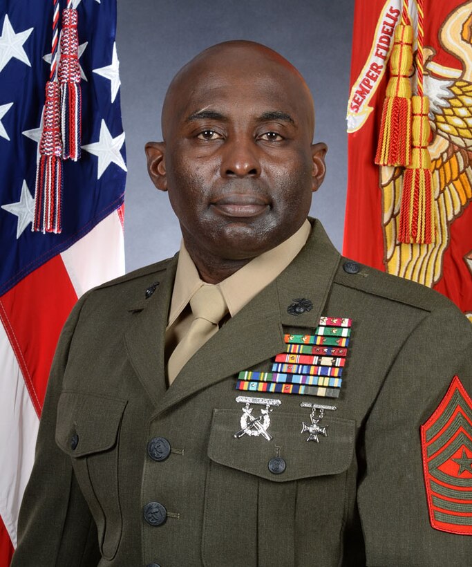 Sgt. Maj. Jeffrey Young assumed the role of Marine Corps Logistics Base Albany Sergeant Major from Sgt. Maj. Johnny Higdon during a relief and appointment ceremony, Sept. 6. (U.S. Marine Corps photo by Re-Essa Buckels)