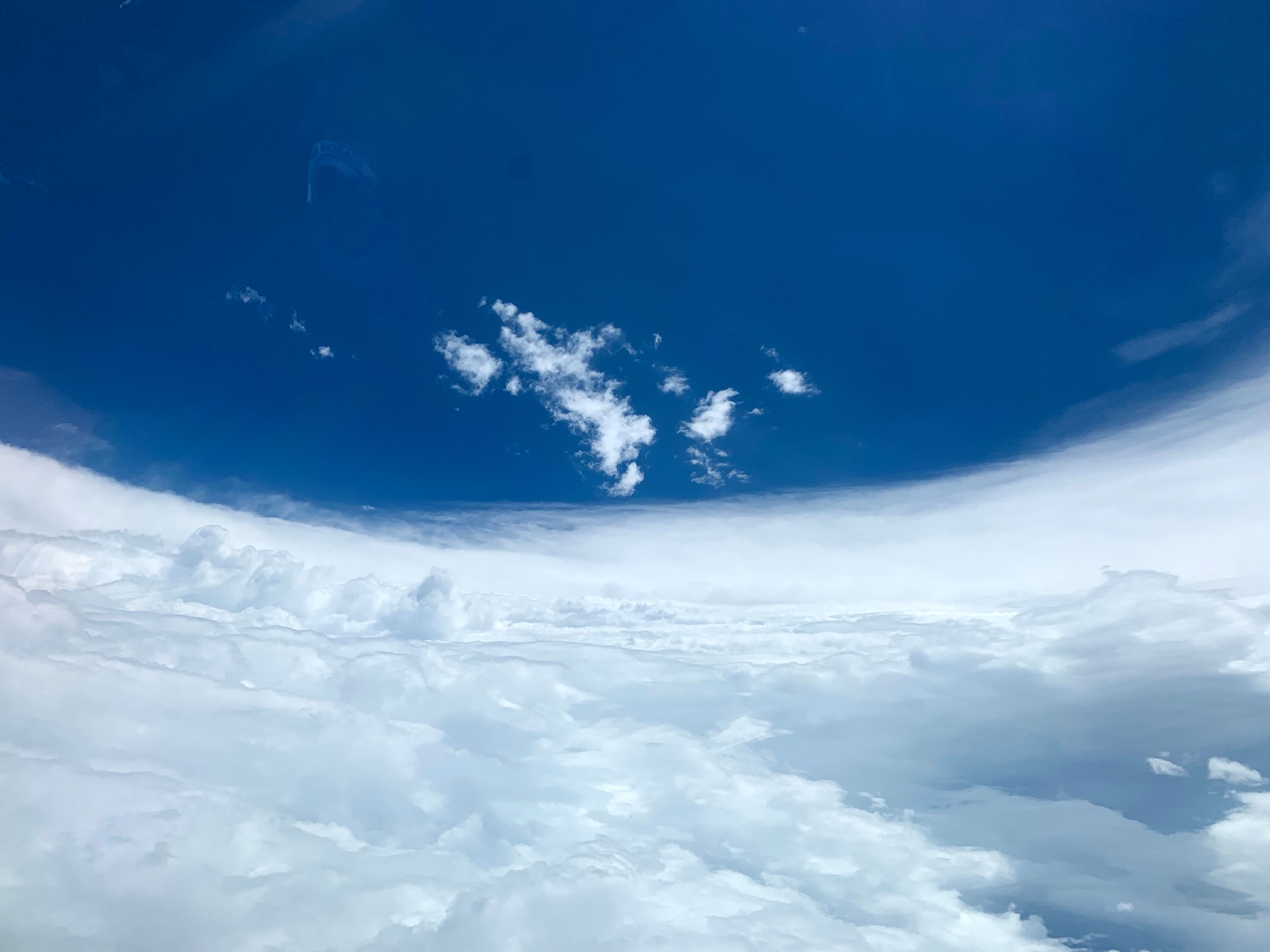 Inside the eye of Hurricane Dorian during a Hurricane Hunters mission Sep. 2, 2019. The 53rd Weather Reconnaissance Squadron, an Air Force Reserve unit located at Keesler Air Force Base, Mississippi., gathered weather information from inside Dorian. The data they gather is used by the National Hurricane Center for their forecasts. (U.S. Air Force photo by U.S. Navy Midshipman First Class Julia Von Fecht)