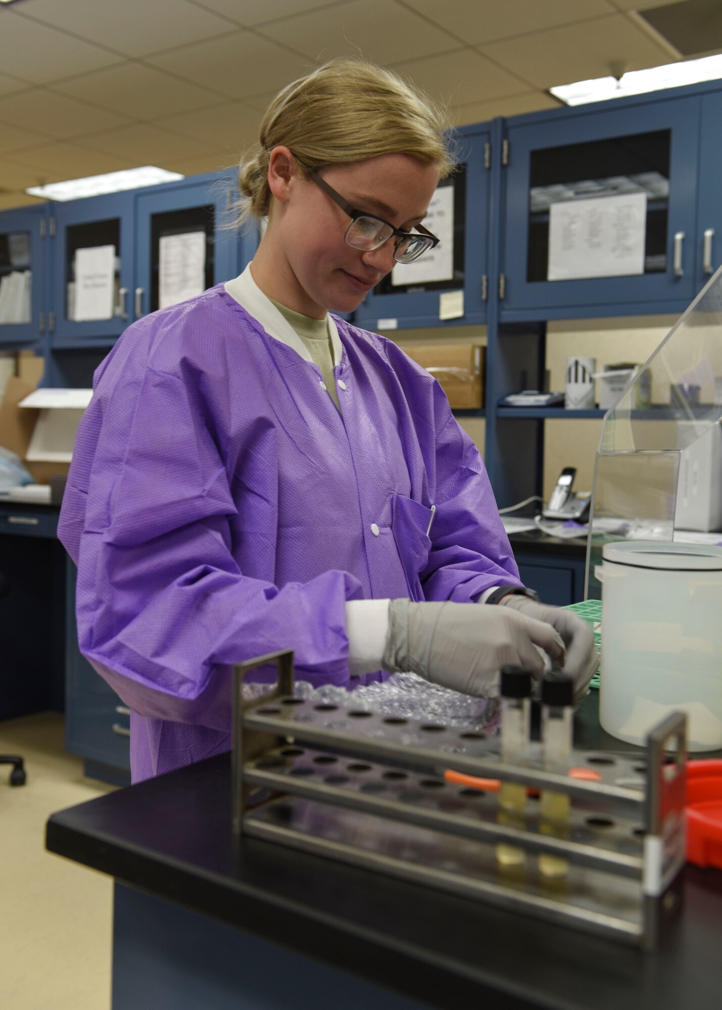 Airman 1st Class Malaysia Jones, 82nd Medical Support Squadron medical laboratory technician, prepares a shipment of multi-drug resistant organisms to be sent to a DoD research lab for further analysis at Sheppard Air Force Base, Texas, Sept. 5, 2019. These efforts directly contribute to Executive Order 13676: Combating Antibiotic-Resistant Bacteria, to help slow the emergence of antibiotic-resistant bacteria and accelerate the research and development for new antibiotics and therapies. (U.S. Air Force photo by Senior Airman Ilyana A. Escalona)