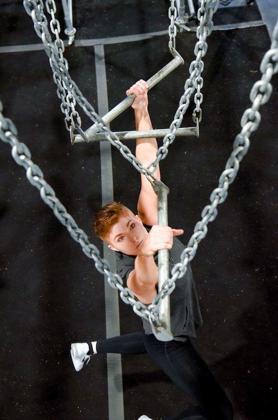 Second Lt. Michelle Strickland, 37th Flying Training Squadron student pilot, makes her way through the Alpha Warrior Course Sept. 4, 2019, on Columbus Air Force Base, Miss. Strickland is scheduled to compete in the 2019 Inter Service Alpha Warrior Final Battle competition at Retama Park in Selma, Texas, Sept. 12 and 14. (U.S. Air Force photo by Tech. Sgt. Christopher Gross)