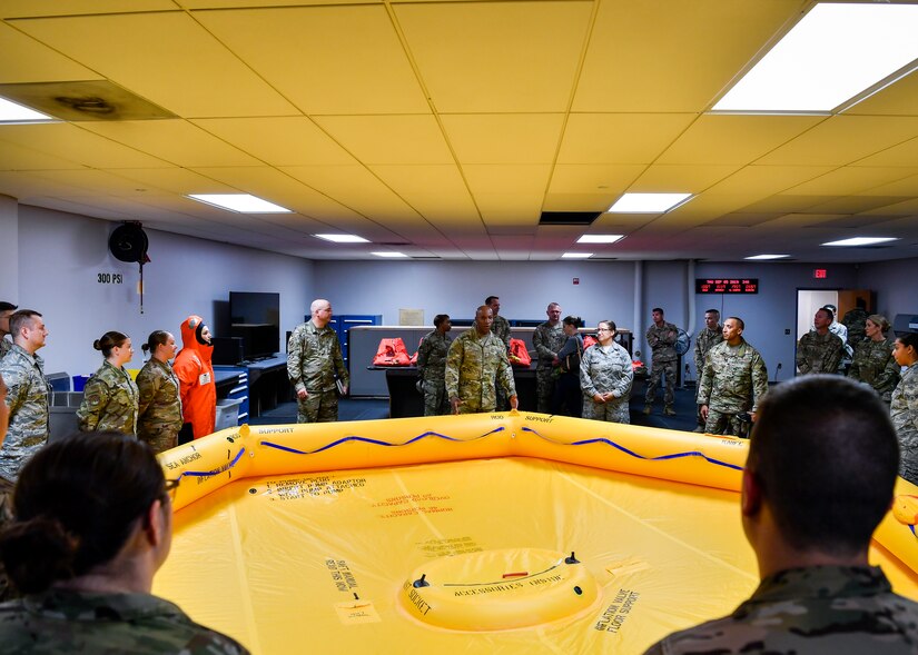 Chief Master Sergeant of the Air Force Kaleth O. Wright speaks with Airmen at the Combined Maintenance Operations Facility on Joint Base McGuire-Dix-Lakehurst, New Jersey, during a visit Sept. 5, 2019. During his visit, Wright spoke with Airmen from the CMOF, 87th Security Forces Squadron and the 621st Contingency Response Wing.