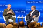 Marine Corps Gen. Joe Dunford, chairman of the Joint Chiefs of Staff, is interviewed by David Sanger during a speaking engagement for the Council on Foreign Relations at the CFR building in Washington, D.C., Sept. 5, 2019.