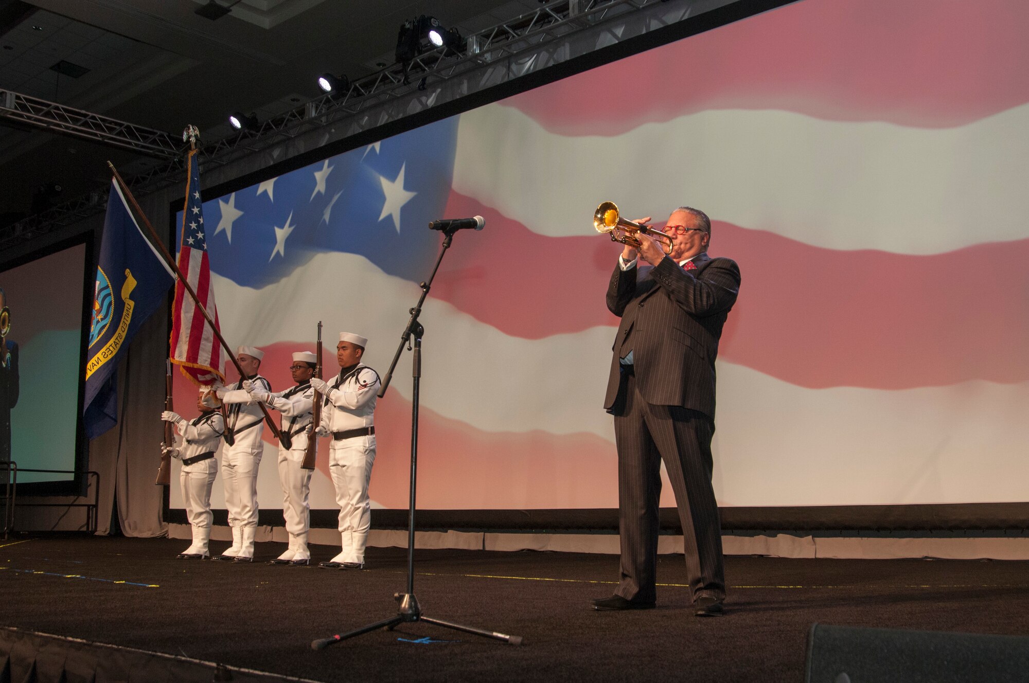 Arturo Sandoval, 10 time Grammy-award winner, belts out the national anthem during the opening ceremonies of the National Safety Council's 2019 Congress & Expo.