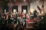 Scene at the signing of the U.S. Constitution