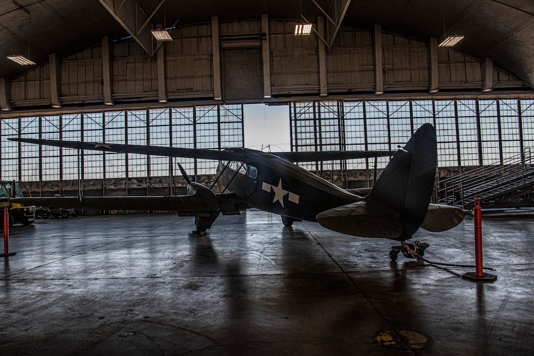 A plane sits in the restoration hangar of The National Museum of the U.S. Air Force Sept. 5, 2019, at Wright-Patterson Air Force Base, Ohio. As part of a heritage and teamwork tour, some Airmen from F.E. Warren Air Force Base, Wyo., visited the museum in order to learn more about the ICBM mission. (U.S. Air Force photo by Senior Airman Abbigayle Williams)