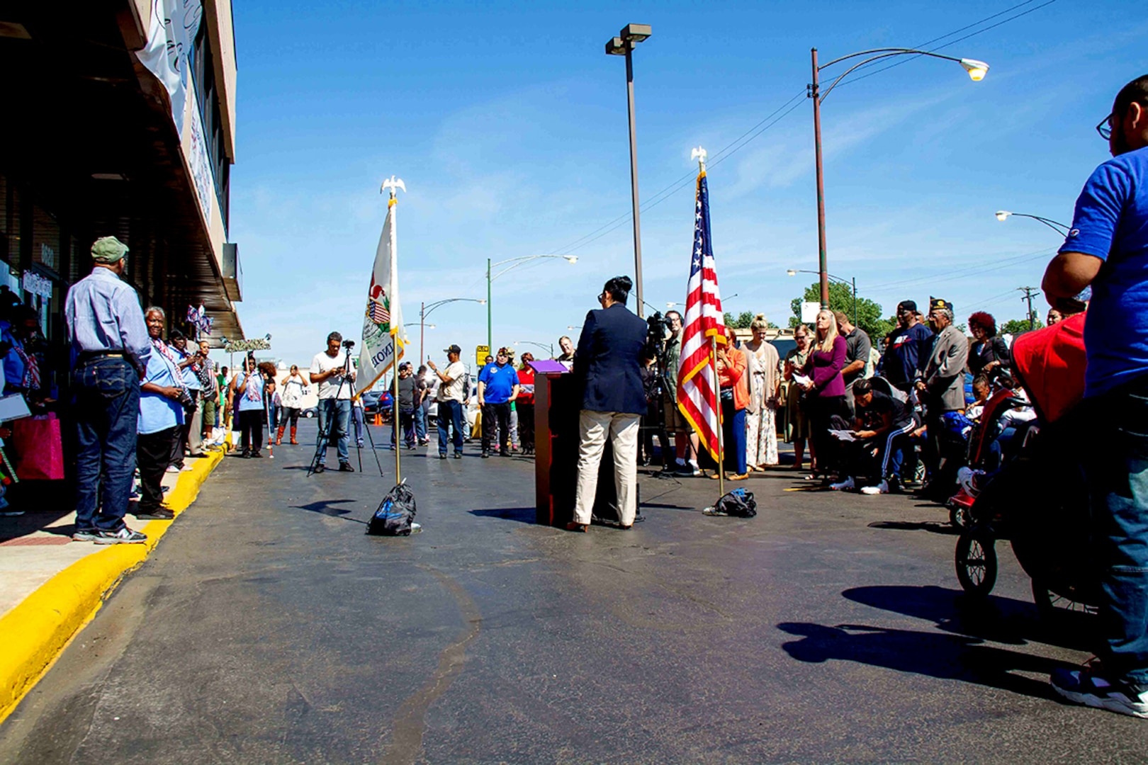 Linda Chapa LaVia, Acting Director of the Illinois Department of Veterans Affairs, speaks during the dedication ceremony of the Sgt. Simone A. Robinson Women Veteran’s Center on Sept. 7