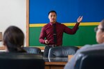 Nick Blancaflor teaches an insider threat prevention class on Sept. 5 at Joint Base San Antonio-Randolph. The 502nd Security Forces Group class teaches students how to recognize signs of a potential active shooter and how to report.