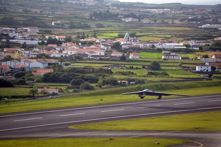 U.S. Air Force B-2 Spirit aircraft flew from RAF Fairford, England, to Lajes Field, Azores, Portugal, on Sept. 9, 2019, to conduct hot pit refueling in the U.S. European Command area of responsibility.