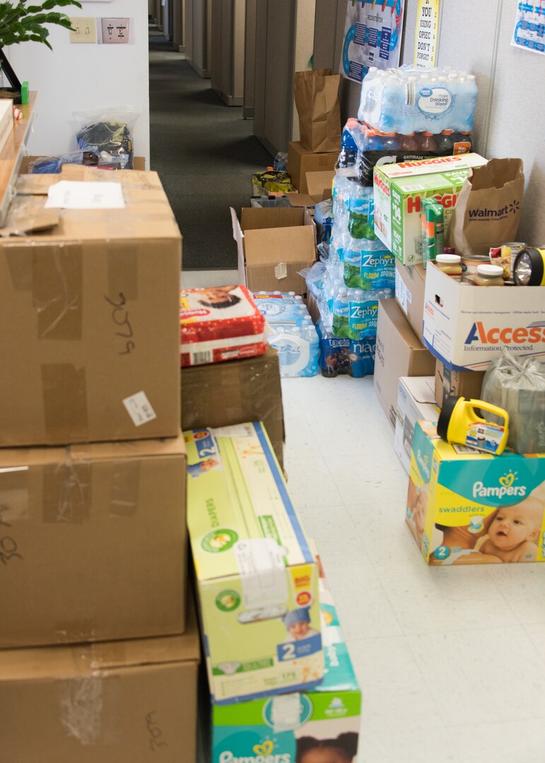 After Hurricane Dorian devastated the Bahamas, employees from Naval Surface Warfare Center Panama City Division (NSWC PCD) rallied together to collect supplies to aid in relief efforts by those affected by the Category 5 hurricane.