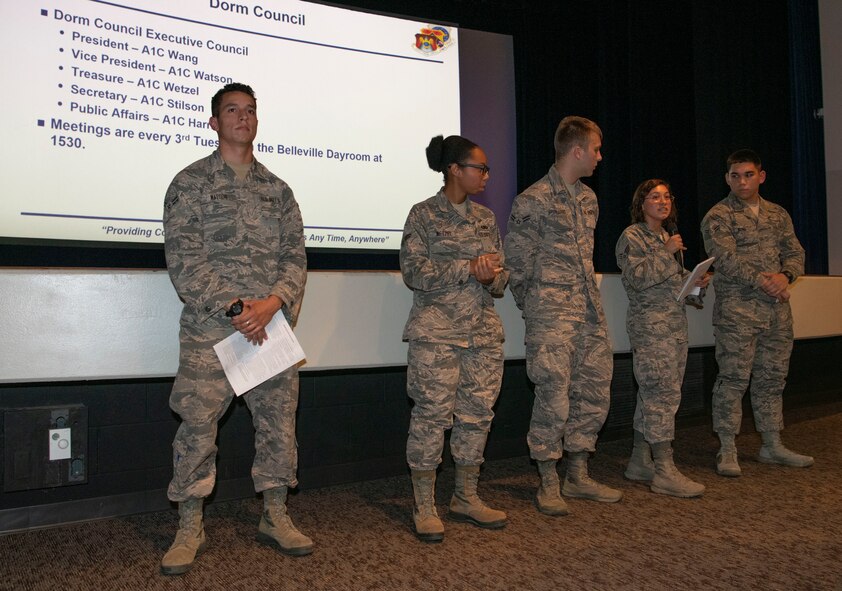 Airmen address crowd