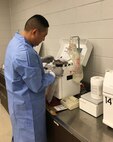 Blood products being processed