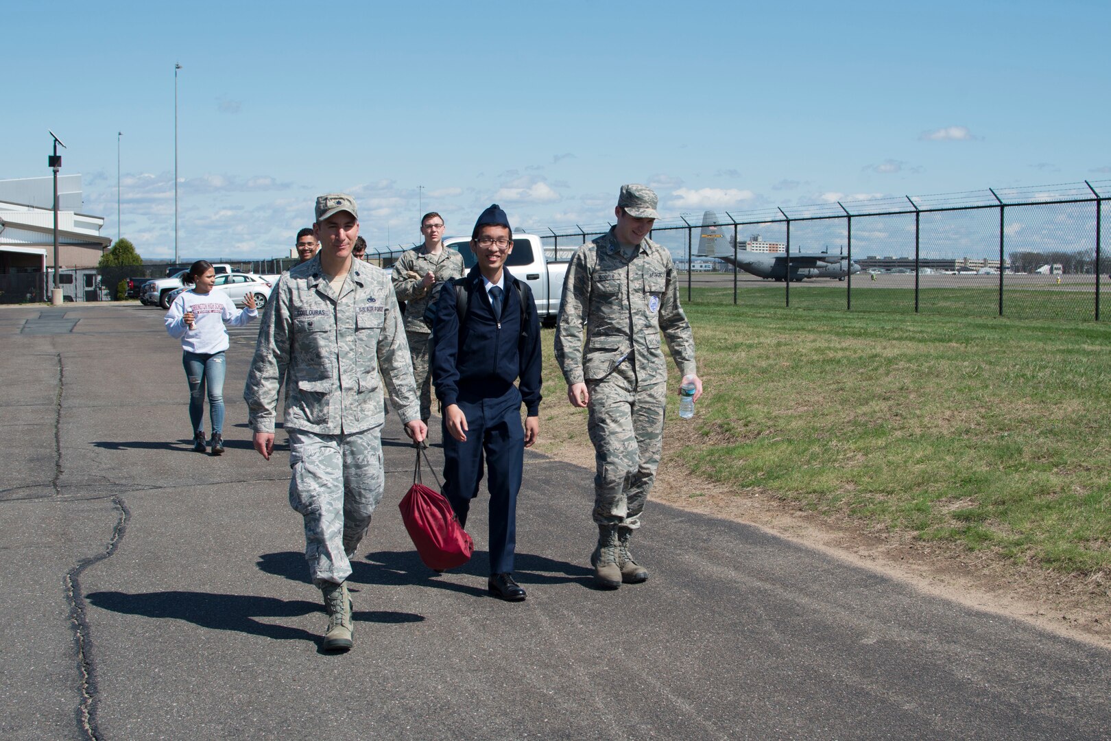 Torrington High School Junior ROTC cadets tour Bradley Air National Guard Base, April 23, 2019,in East Granby, Conn. Cadets learned about the responsibilities of Connecticut Air National Guard operations and maintenance specialists.