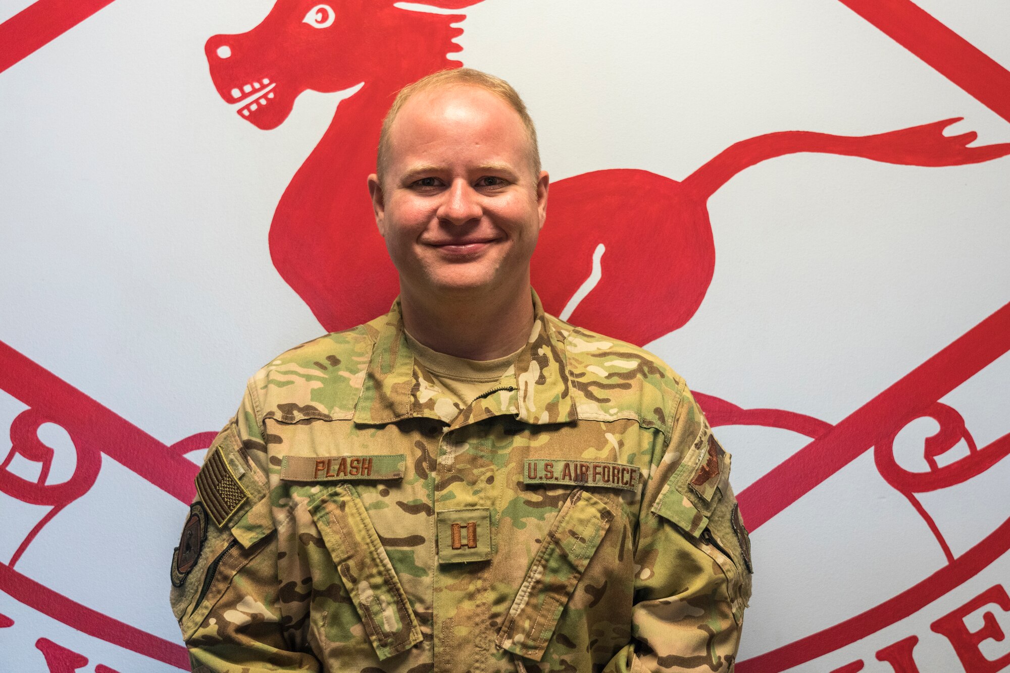 Capt. Michael Plash, 815th Airlift Squadron chief of training, poses for a photo, Aug. 28, 2019 at Keesler Air Force Base, Mississippi. Plash was selected as the 403rd Wing’s second quarter award winner in the company grade officer category. (U.S. Air Force photo by Tech. Sgt. Christopher Carranza)