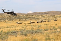 Aircraft with the 16th Combat Aviation Brigade provide support to the Illinois Army National Guard during Rising Thunder 19 in Yakima, Wash., Sept. 7, 2019.