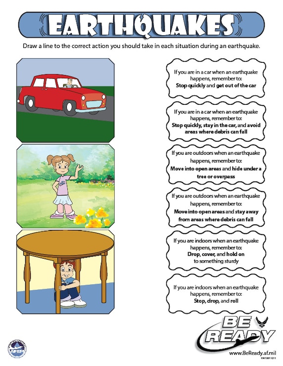 Activity Sheet Ages 4-7 on Earthquakes