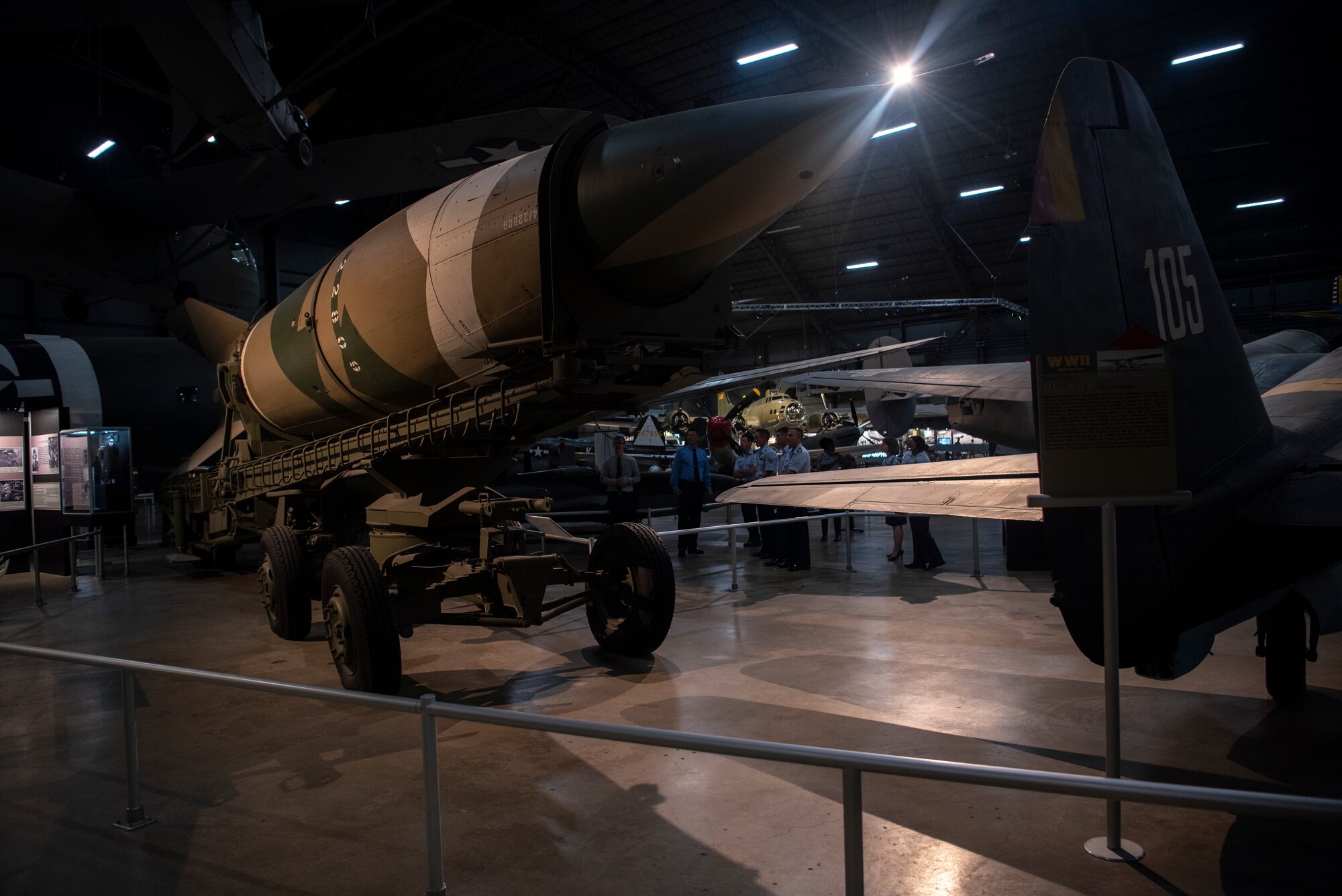 The V-2 rocket sits on display at The National Museum of the U.S. Air Force Sept. 4, 2019, at Wright-Patterson Air Force Base, Ohio. The rocket was the worlds first long range guided ballistic missile, making it the precursor to the ICBM mission and the Minuteman III. (U.S. Air Force photo by Senior Airman Abbigayle Williams)