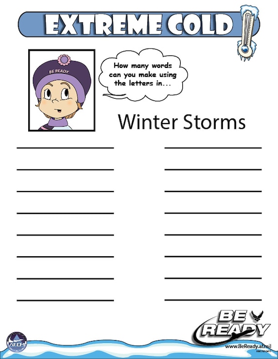 Activity Sheet Ages 4-7 on Extreme Cold